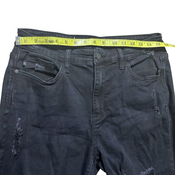 Judy Blue Jeans 13/31 Black Denim Boyfriend Ankle Stretch High Rise Distressed - Picture 3 of 7